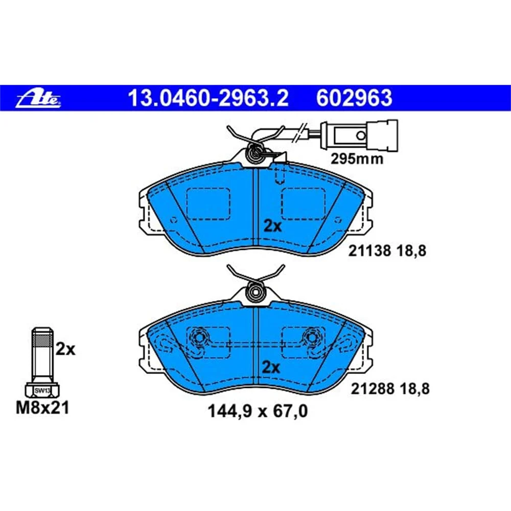ATE BREMSBELÄGE VORNE für AUDI 80 B4 90 B3 100 C3 200 44, 44Q COUPE 89, 8B - BREMSANLAGE